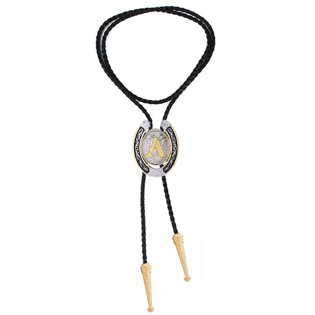 Alphabet Bolo Tie - Gold & Silver, Letter 'A'