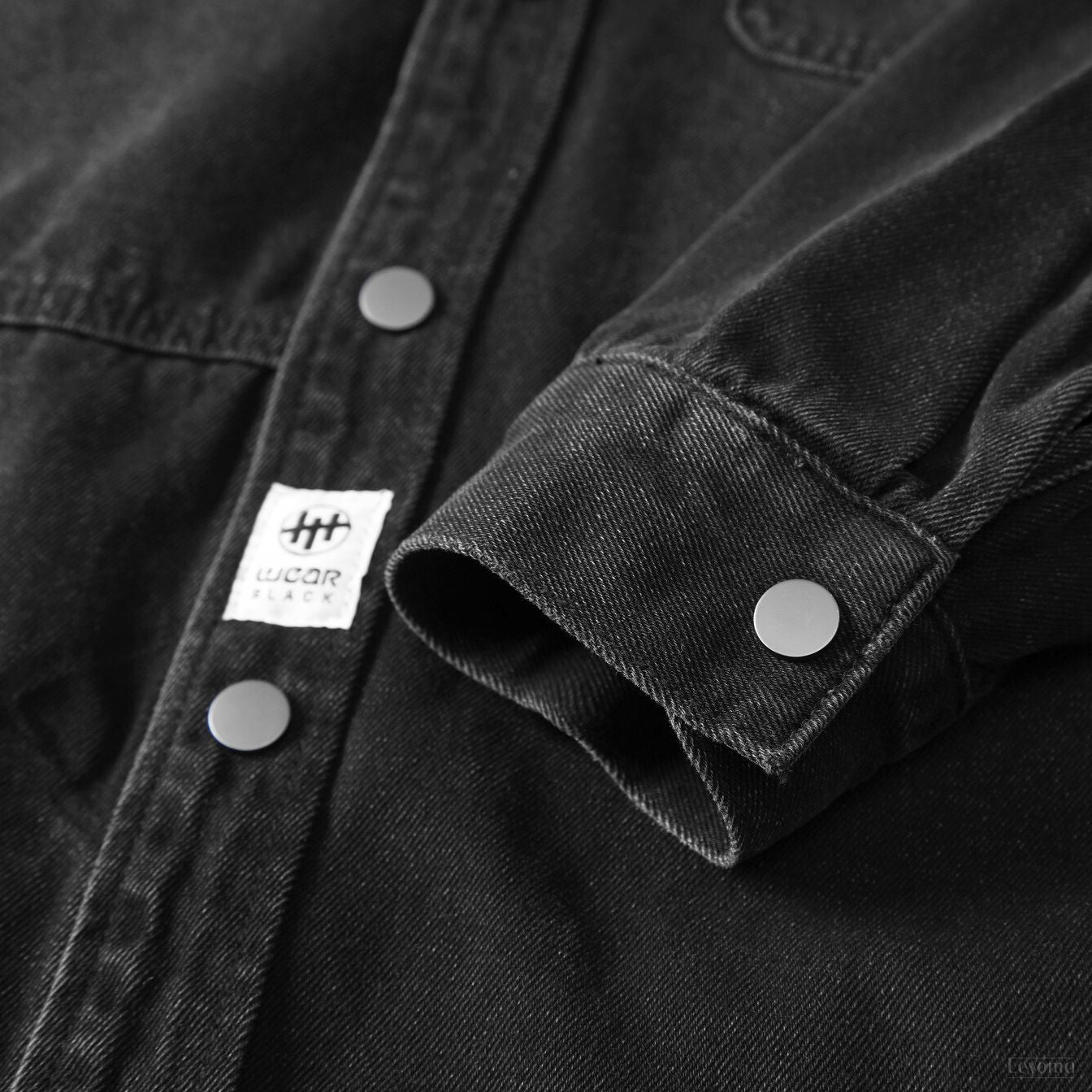 Men's Ezra Black Long Sleeve Overshirt with Utility Pocket