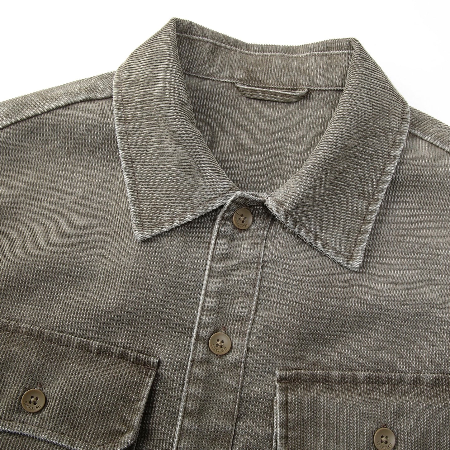 Men's Garrett Green Long Sleeve Corduroy Button Up Overshirt