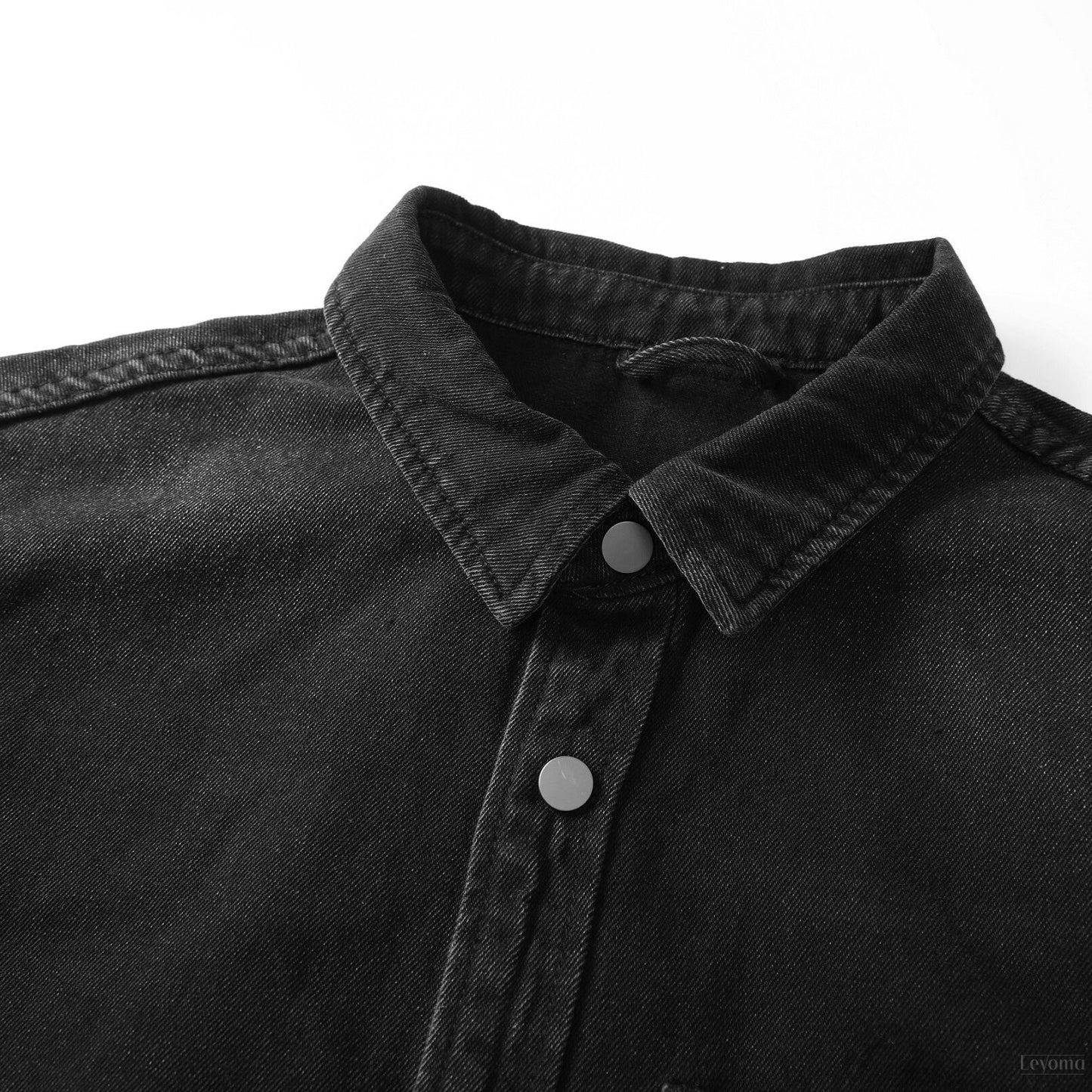 Men's Ezra Black Long Sleeve Overshirt with Utility Pocket