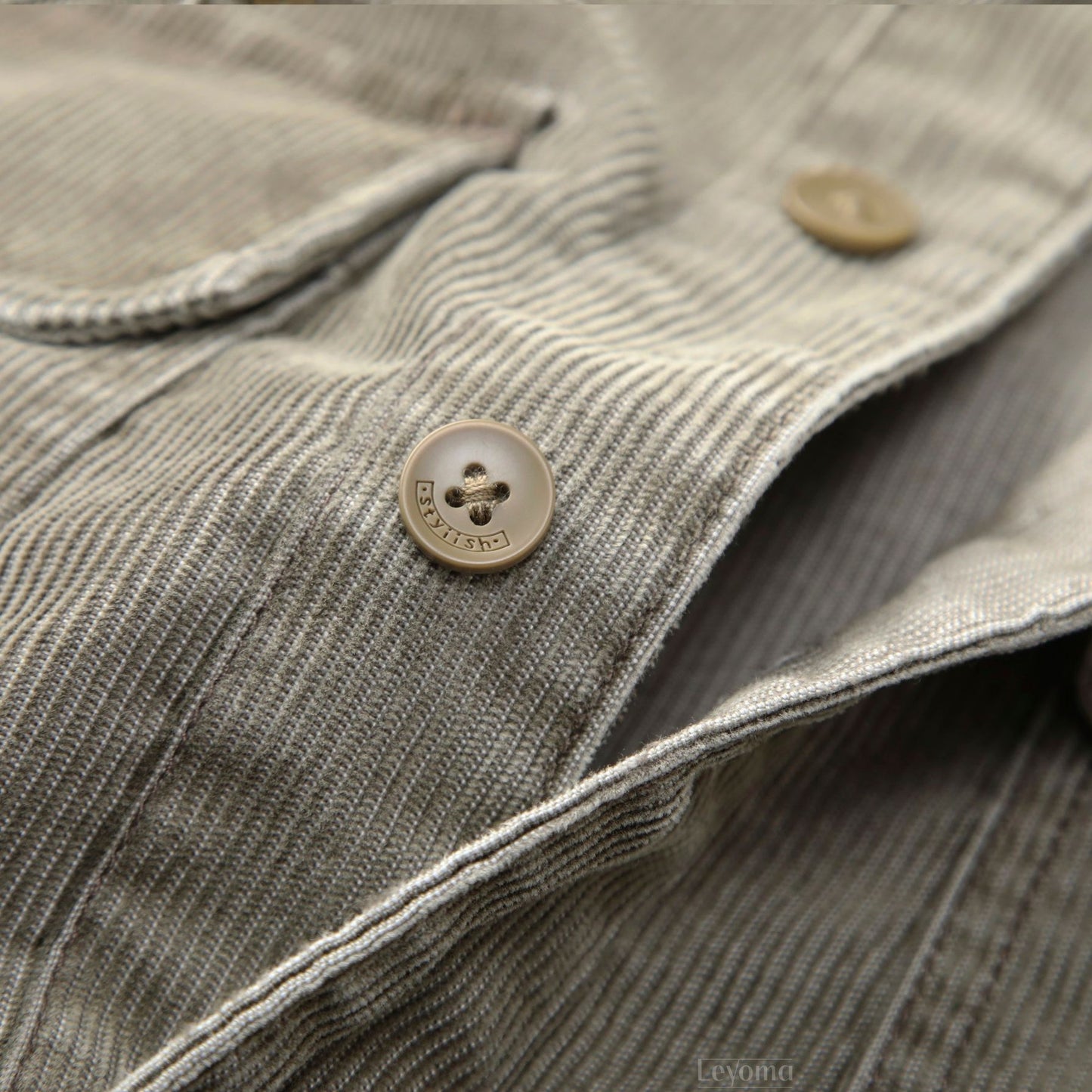 Men's Garrett Green Long Sleeve Corduroy Button Up Overshirt