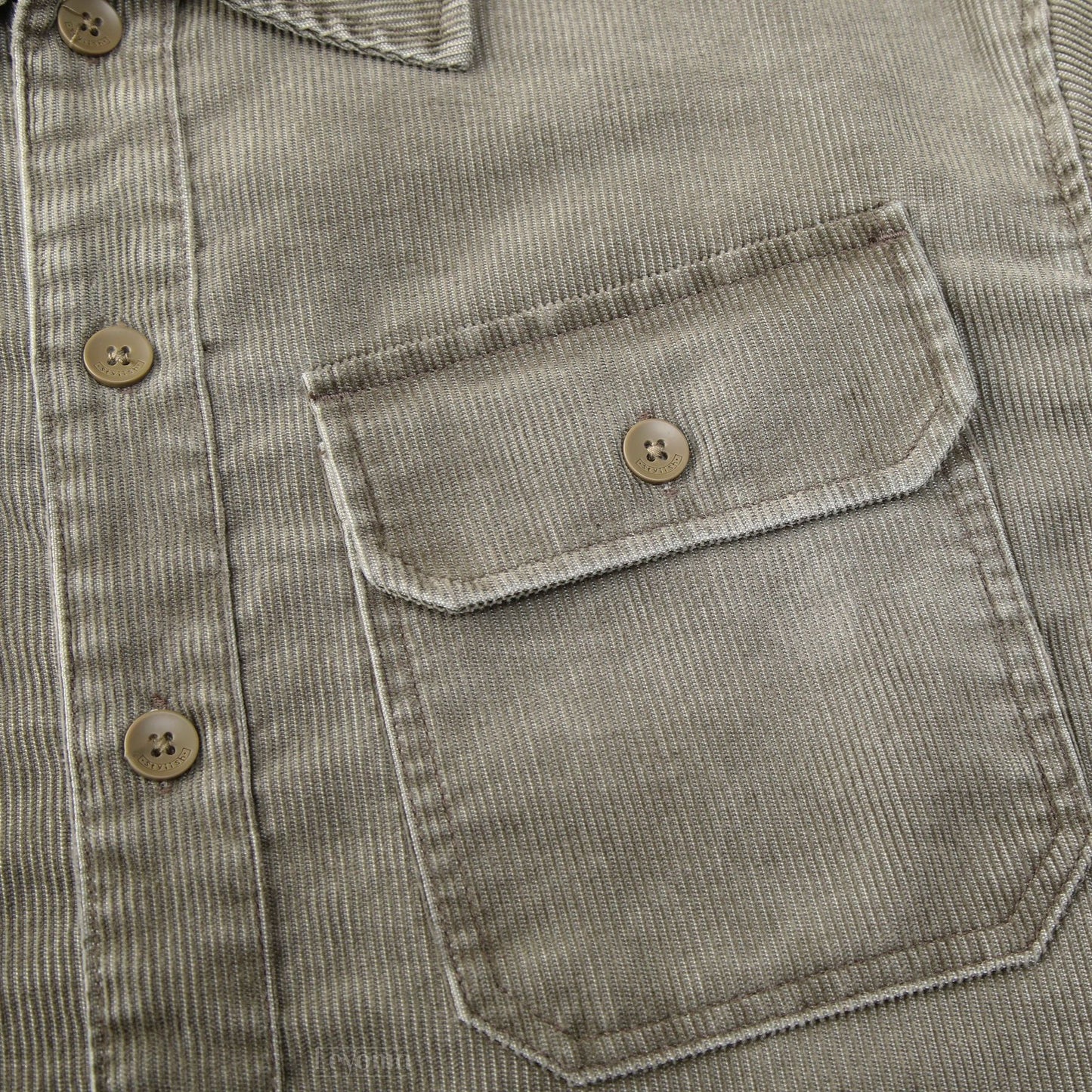 Men's Garrett Green Long Sleeve Corduroy Button Up Overshirt