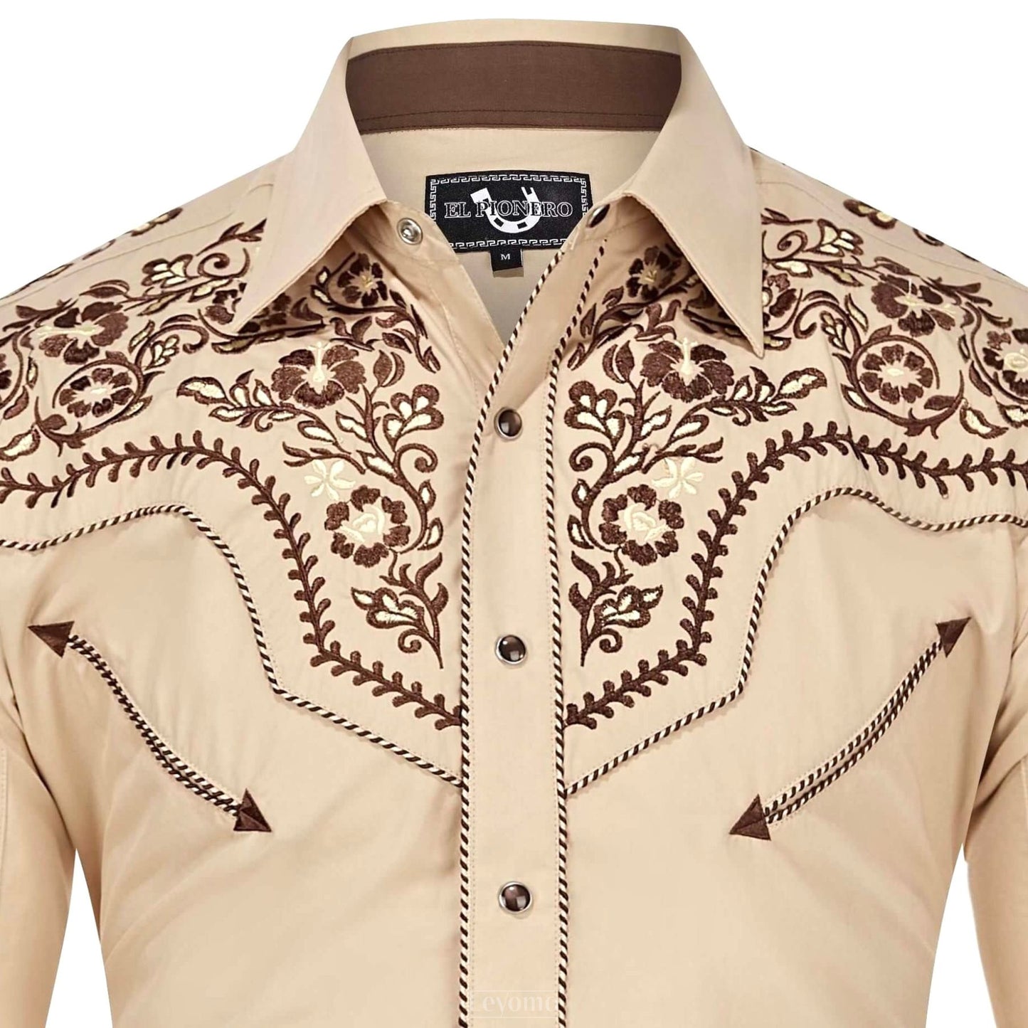 El Jefe Men's Embroidered Western Pearl Snap Shirt