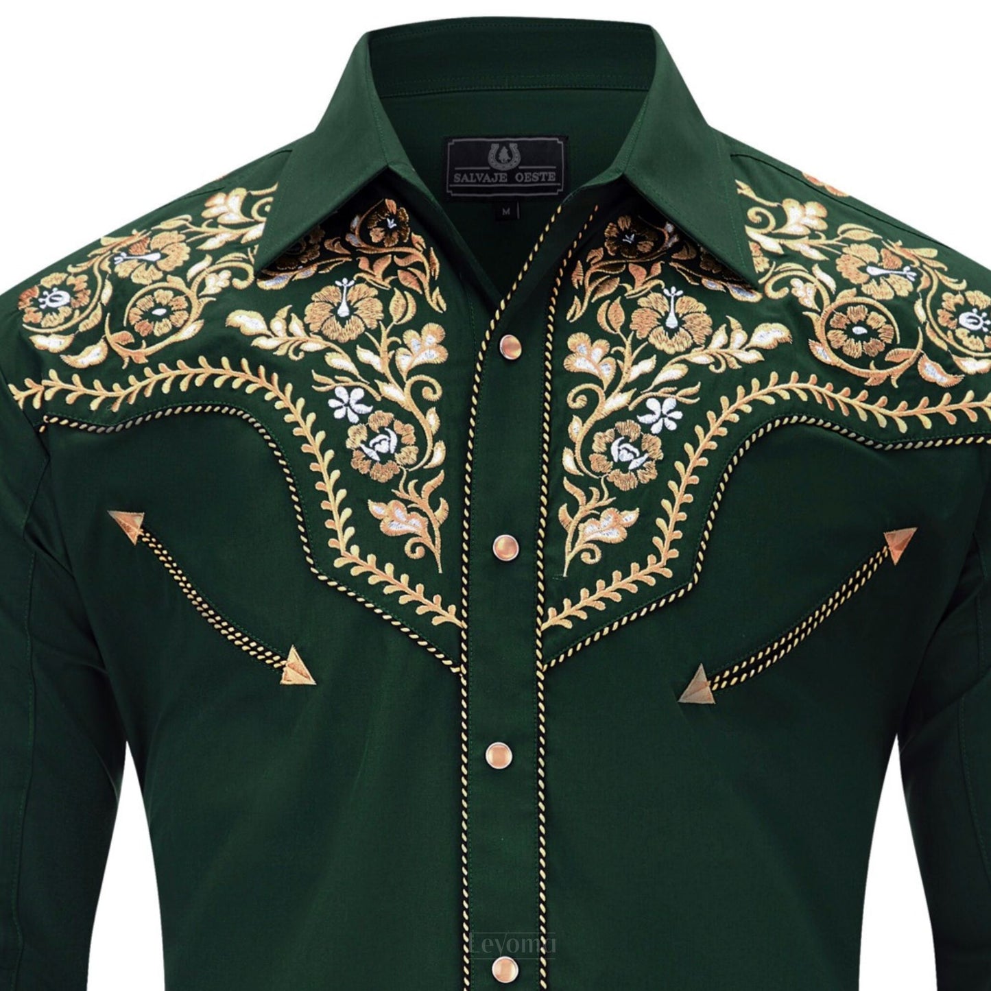 Chemise Western Brodée pour Hommes à Boutons-pression en Nacre "Pine & Sage"