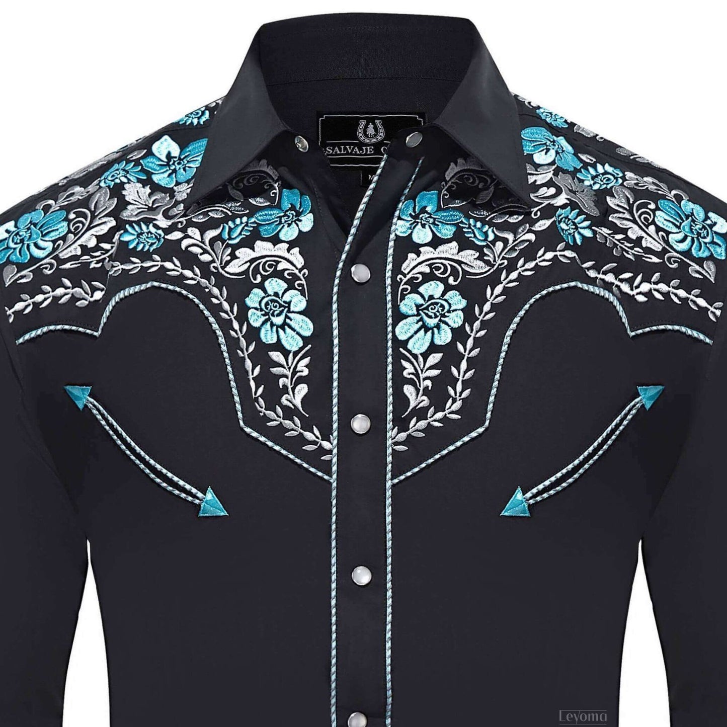 Golfo de México Men's Embroidered Western Pearl Snap Shirt