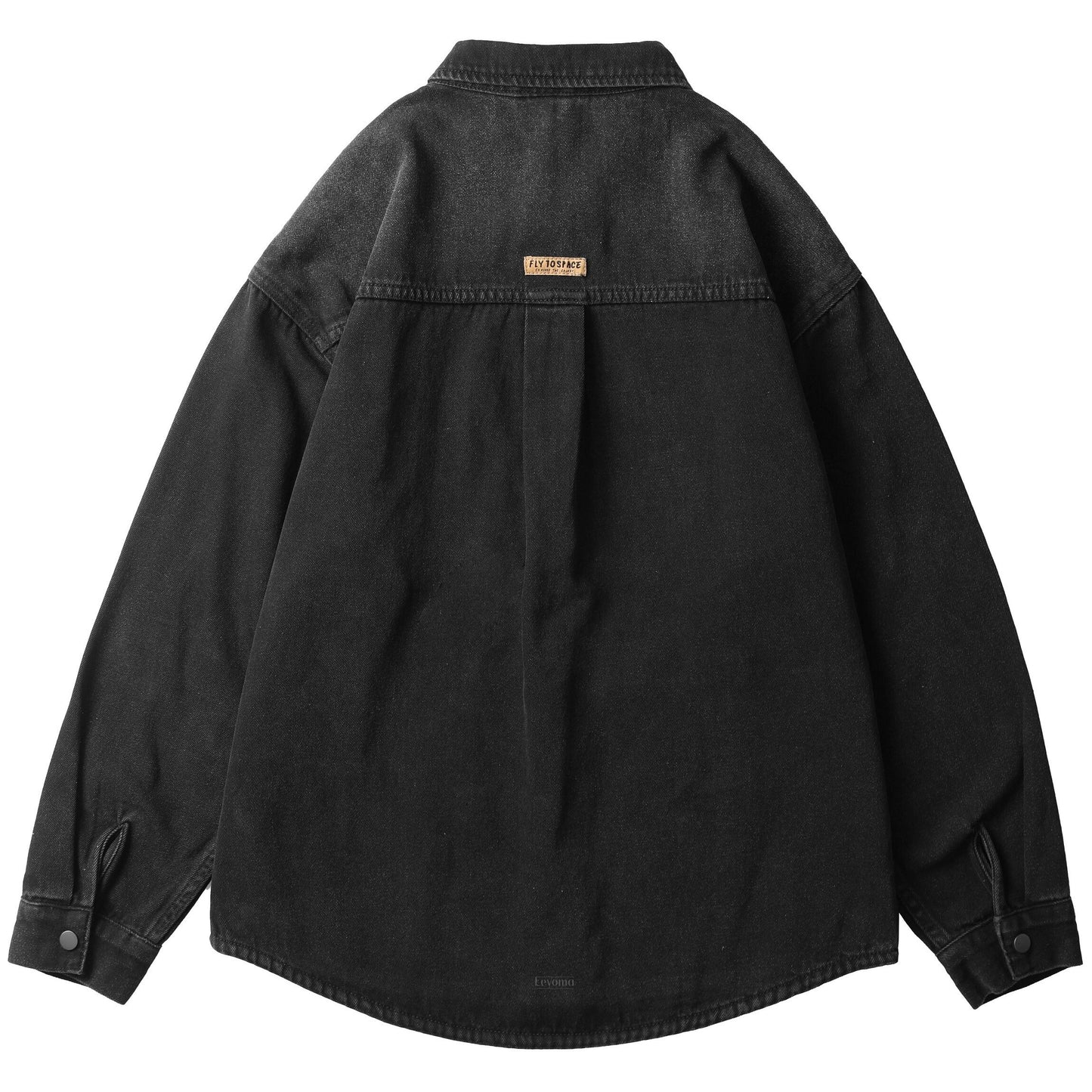 Men's Ezra Black Long Sleeve Overshirt with Utility Pocket