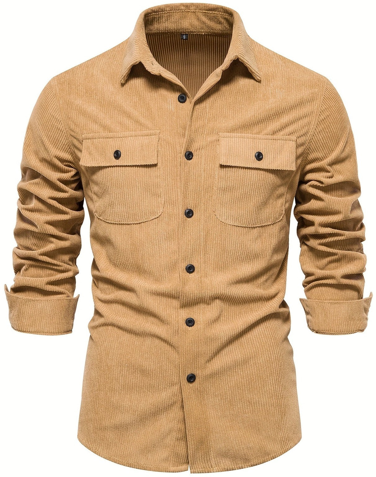 Men's Corduroy Long Sleeve Double-Breasted Button Up Shirt – Leyoma