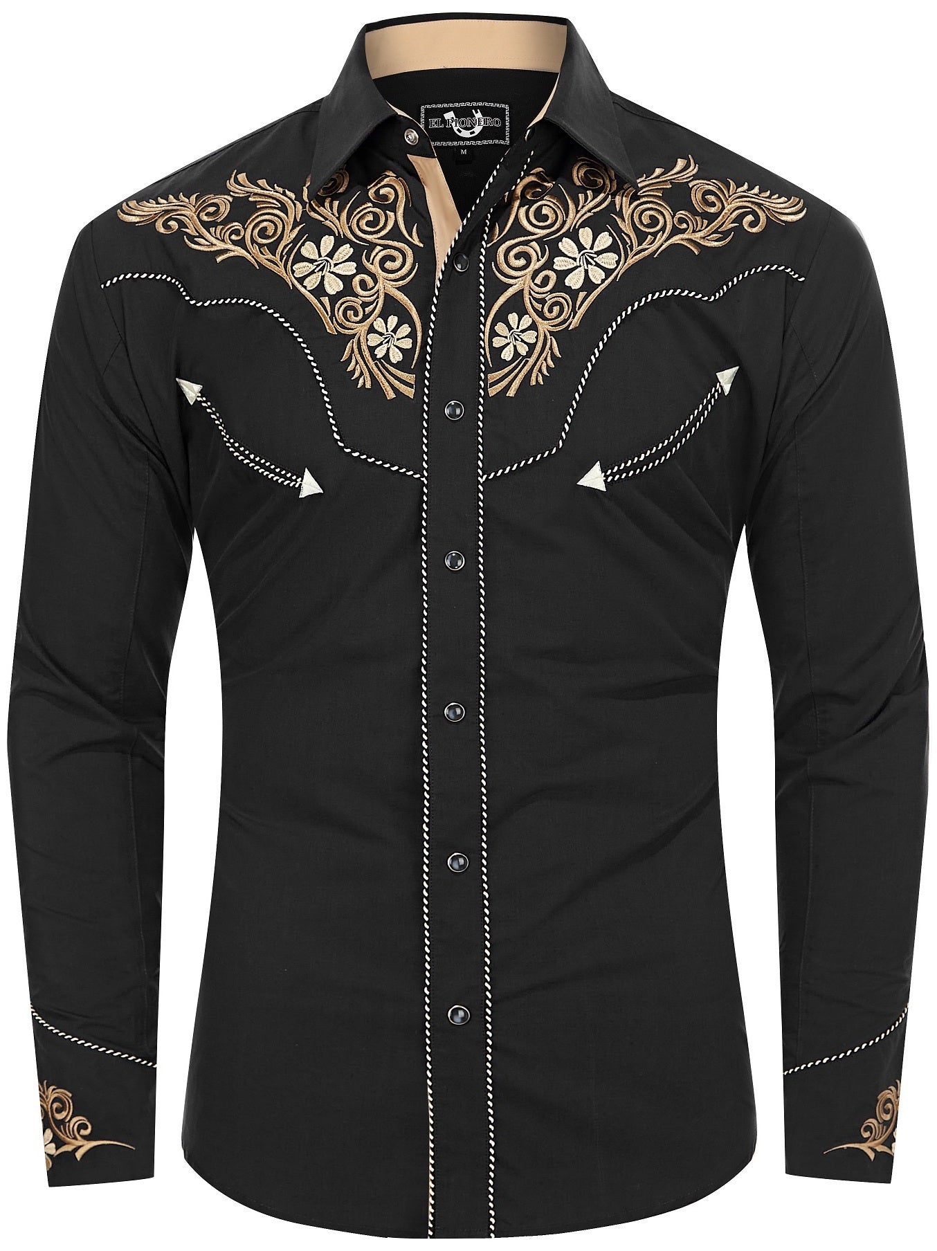 Men's Unique Black and Gold Western Shirt Embroidered Shirt Small Men's Unique Black and Gold Western Shirt Embroidered Shirt Small