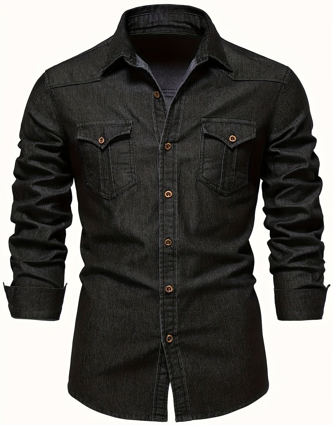 Men's Thomas Long Sleeve Double-Breasted Button Up Shirt Leyoma Men's Thomas Long Sleeve Double-Breasted Button Up Shirt Leyoma
