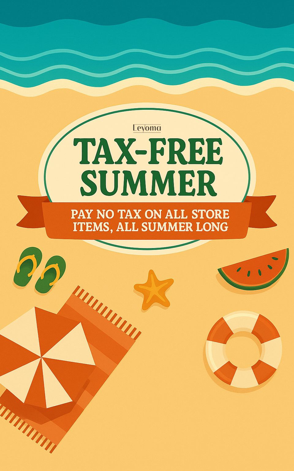 Leyoma Tax-Free Summer promotional banner