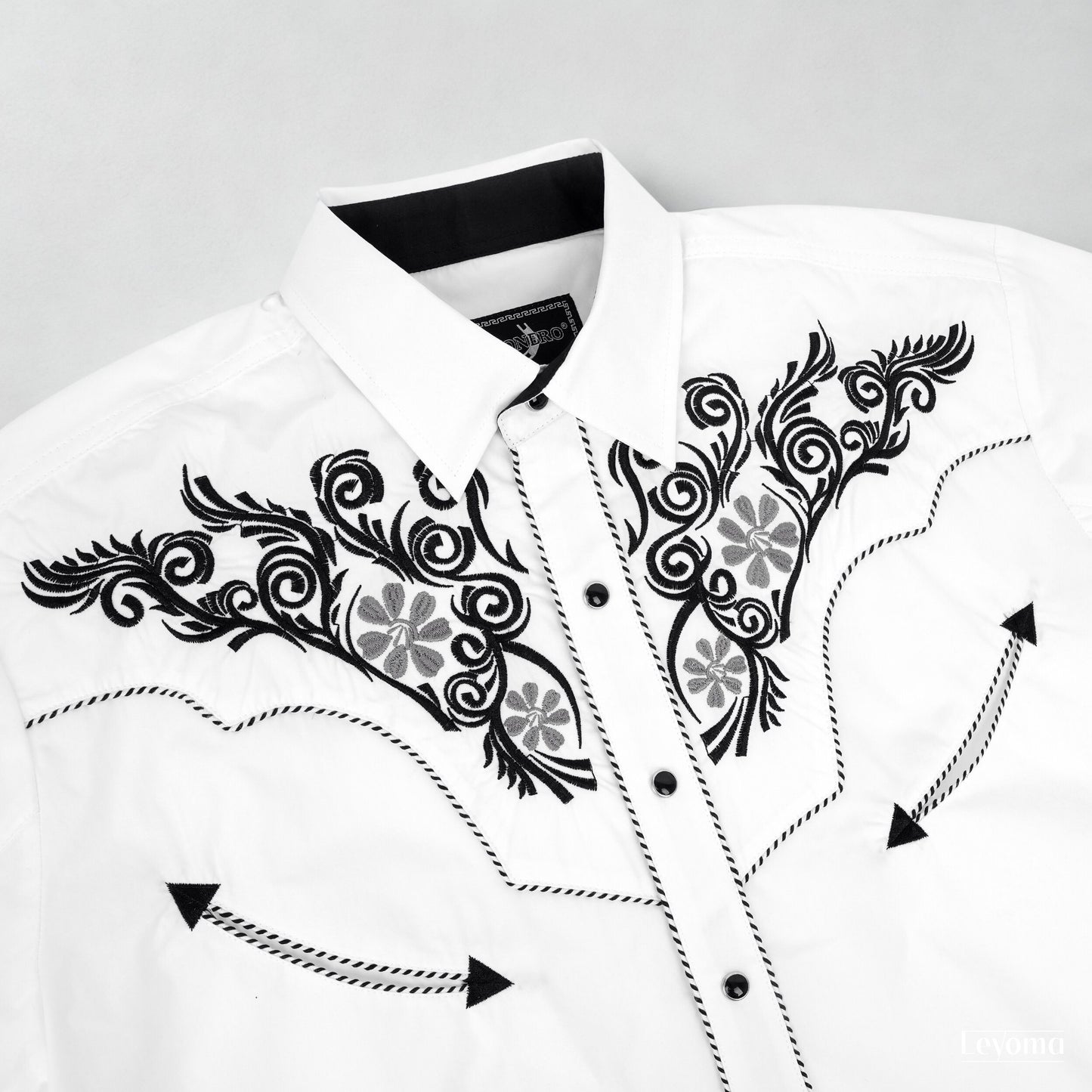 Snowy Mesa Men's Embroidered Western Pearl Snap Shirt