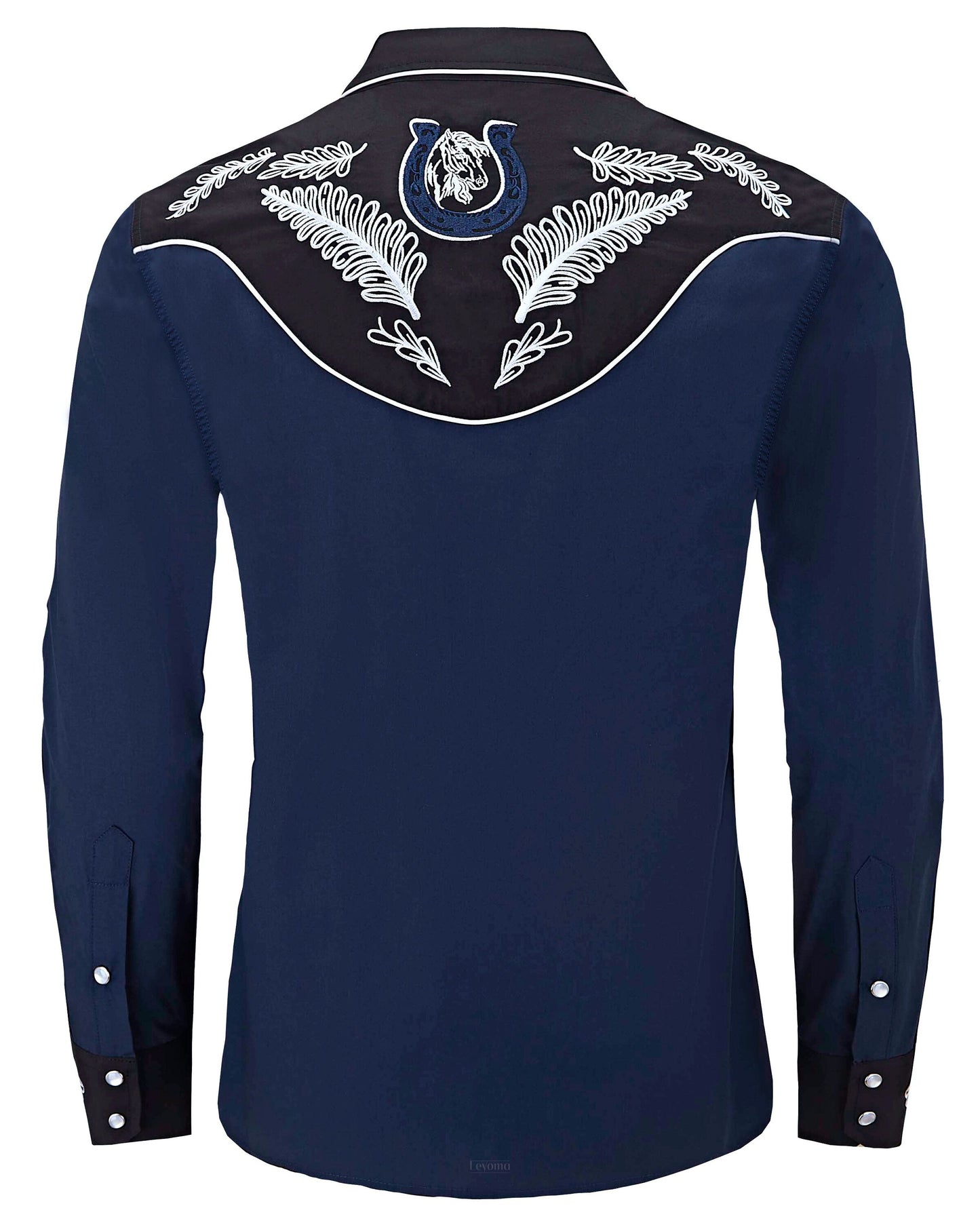 Admiral Blue Men's Embroidered Western Pearl Snap Shirt