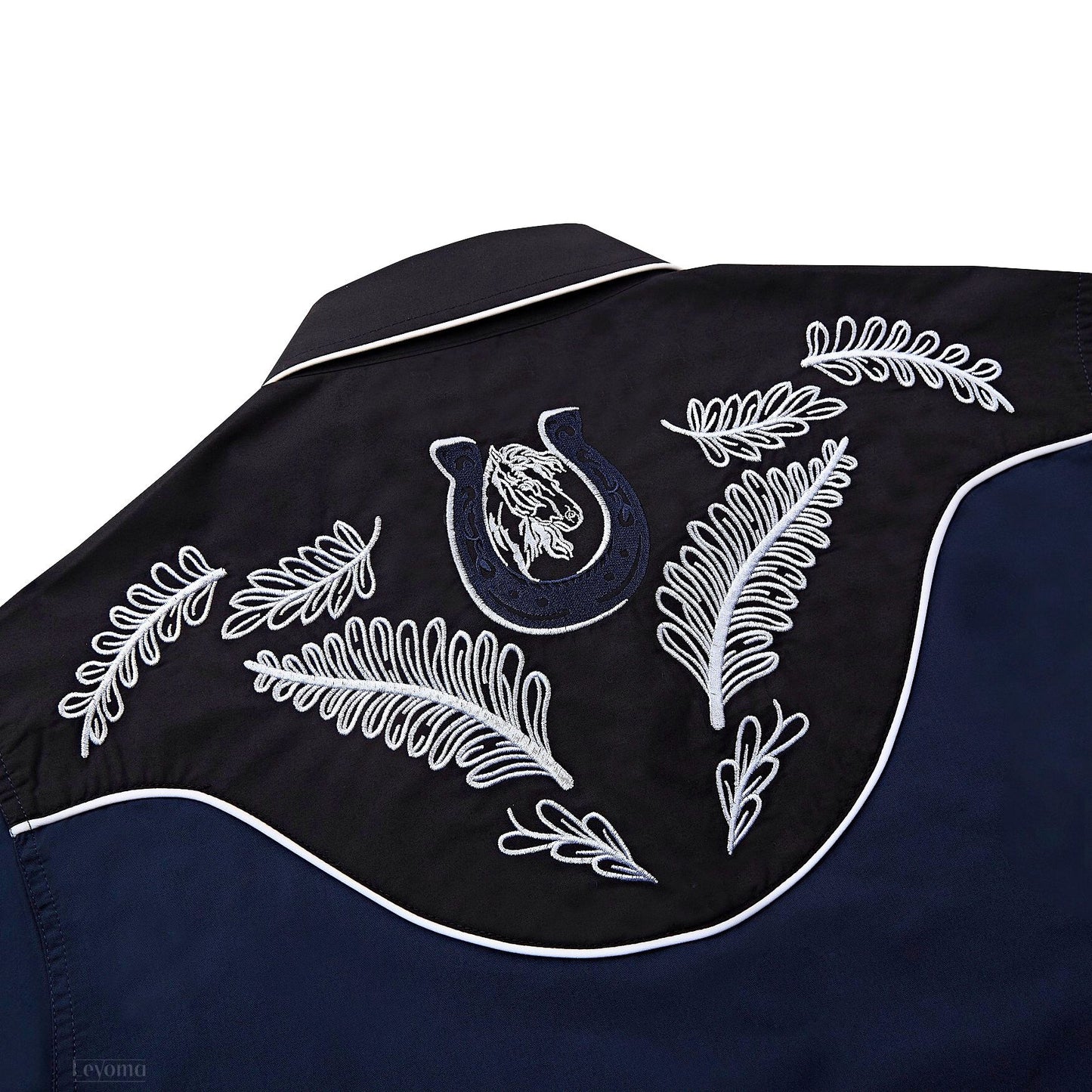 Admiral Blue Men's Embroidered Western Pearl Snap Shirt