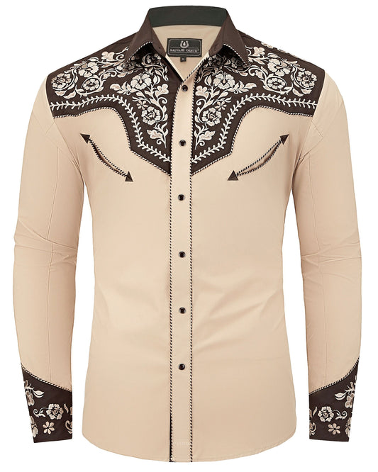 The Badlands Men's Embroidered Western Pearl Snap Shirt