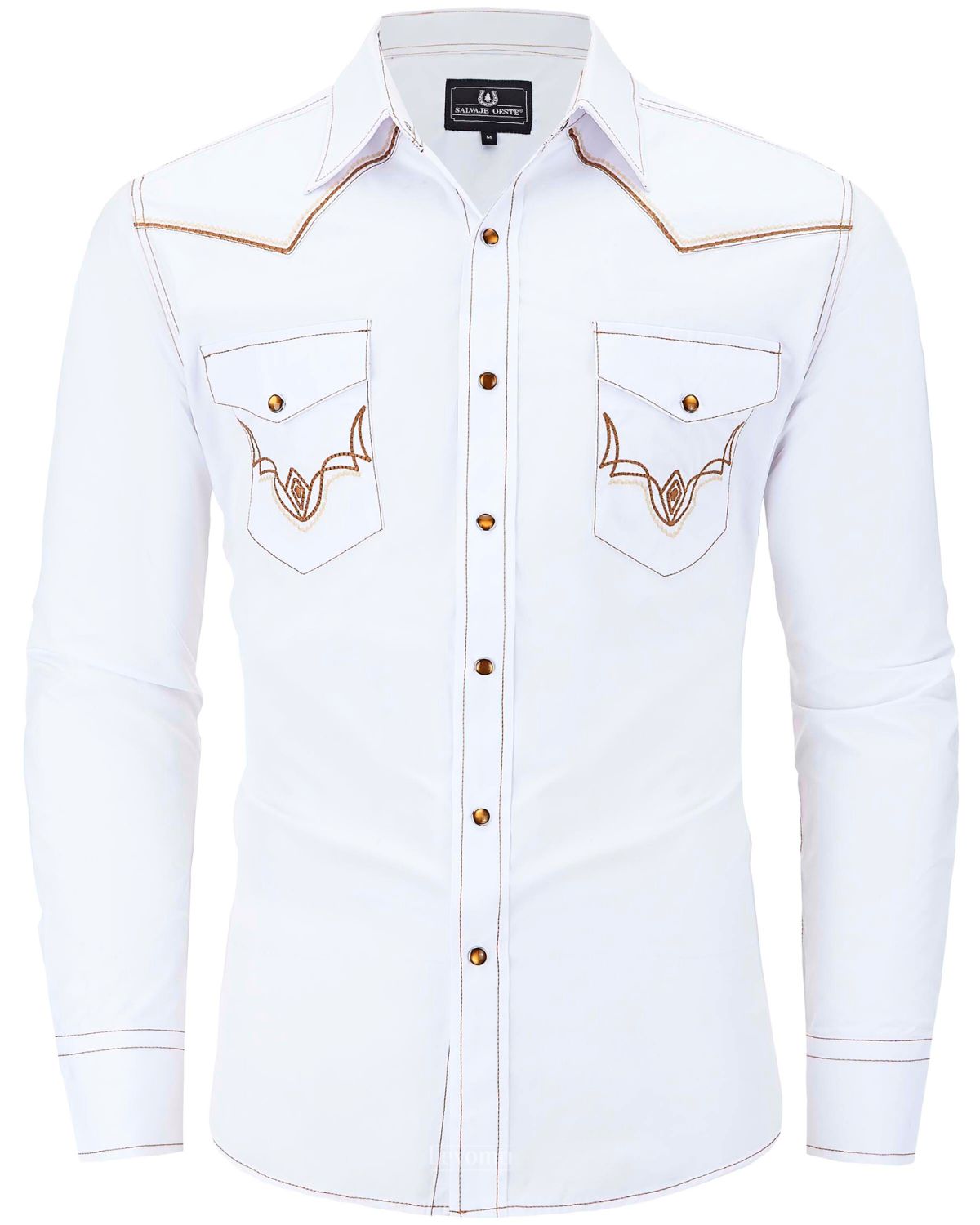 White & Gold Embroidered Western Pearl Snap Cowboy Shirt for Men White & Gold Embroidered Western Pearl Snap Cowboy Shirt for Men