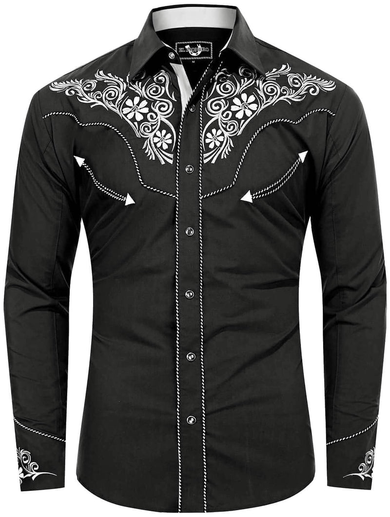 Dark Rider Men's Embroidered Western Pearl Snap Shirt