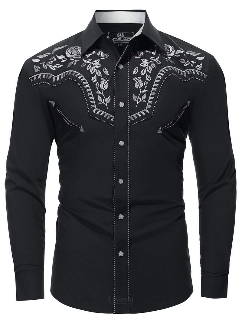 Prairie Wind Men's Embroidered Western Pearl Snap Shirt