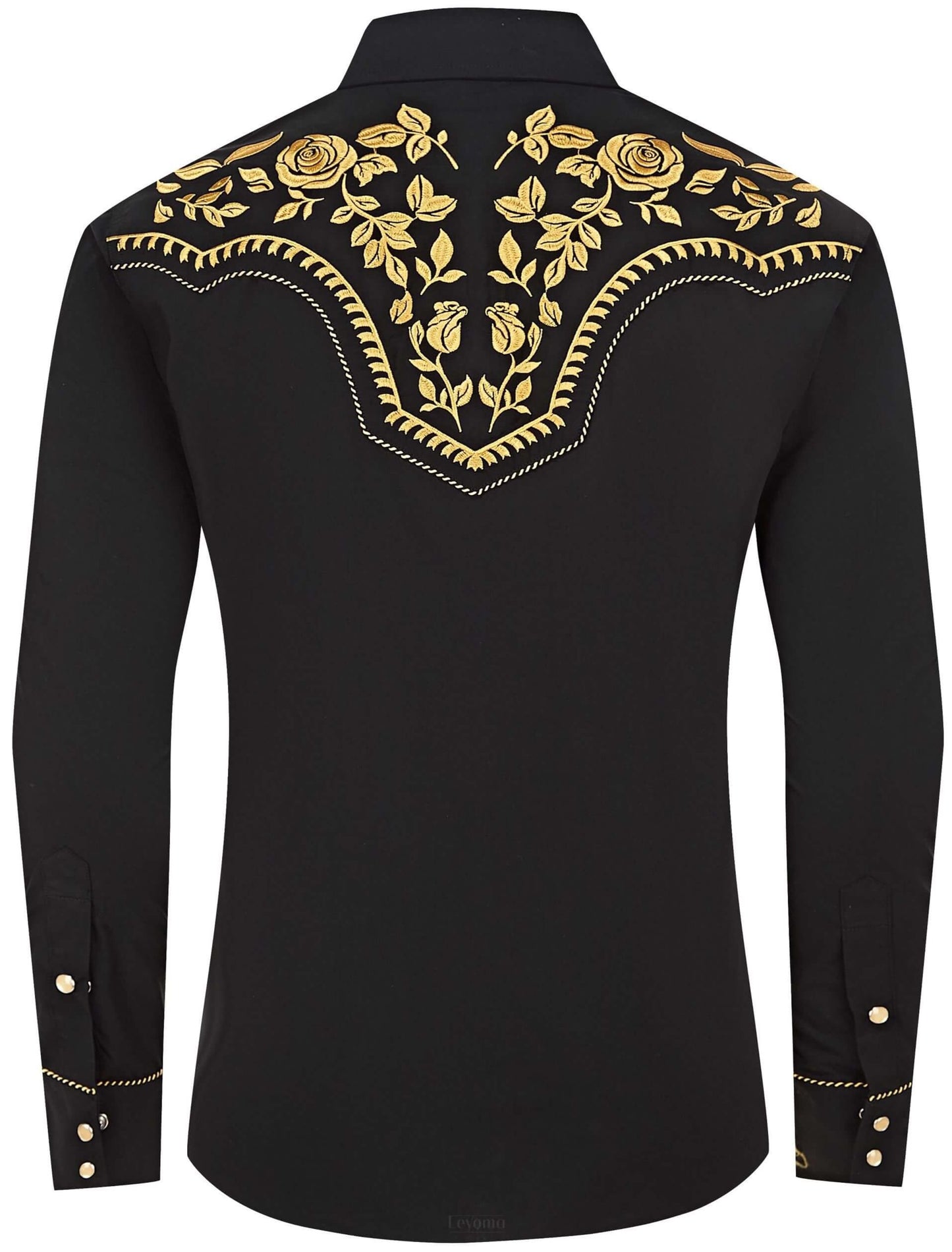 Leyoma Men's Embroidered Western Button Up Shirt The Gold Bandit Salvaje Oeste Full Back, X00396F8M3-28-black-yellow-S, X00396JZ8B-28-black-yellow-M, X00396HMJF-28-black-yellow-L, X00396AG9D-28-black-yellow-XL, X00396AHIX-28-black-yellow-XXL, X00396AFJJ-28-black-yellow-3XL