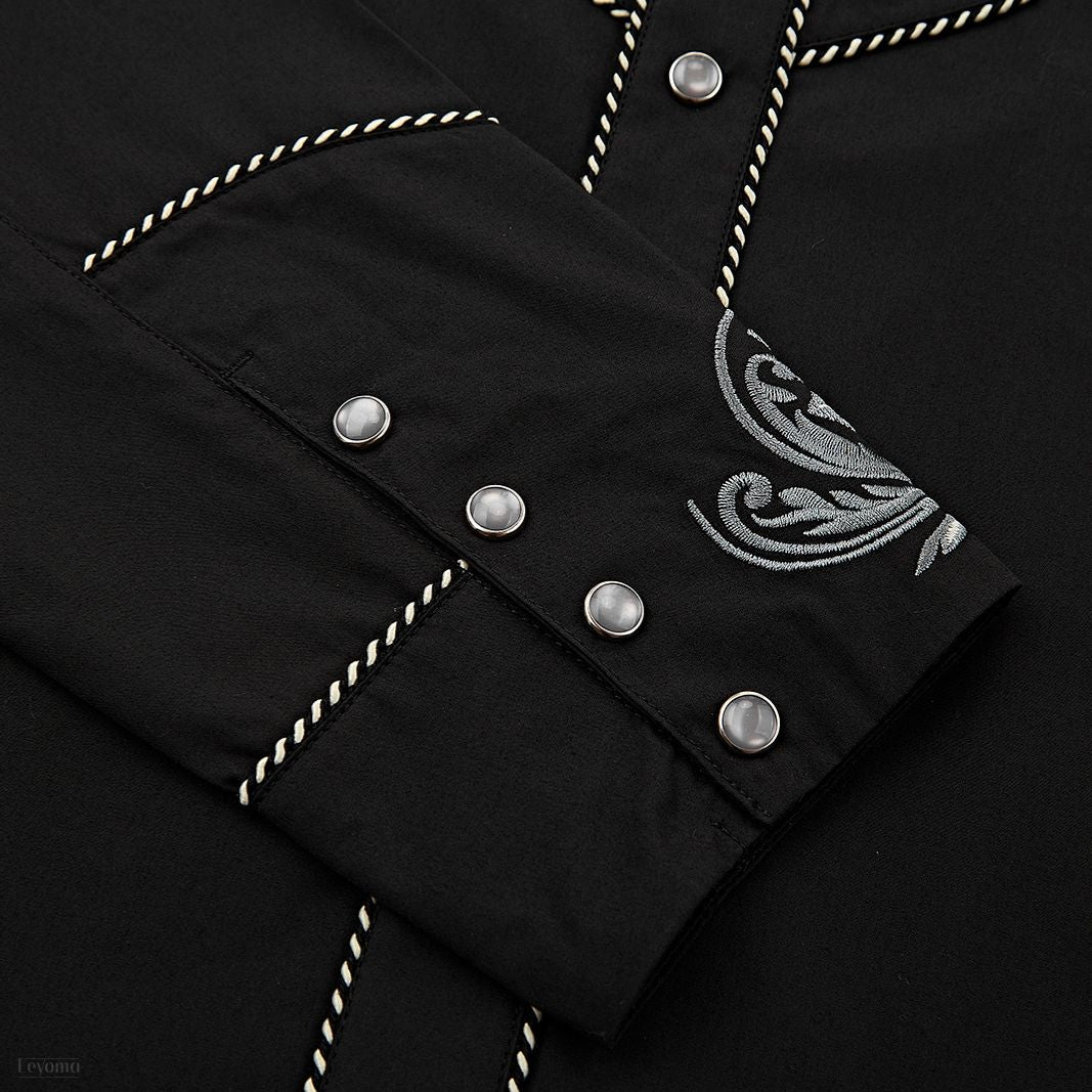 Black Hills Men's Embroidered Western Pearl Snap Shirt
