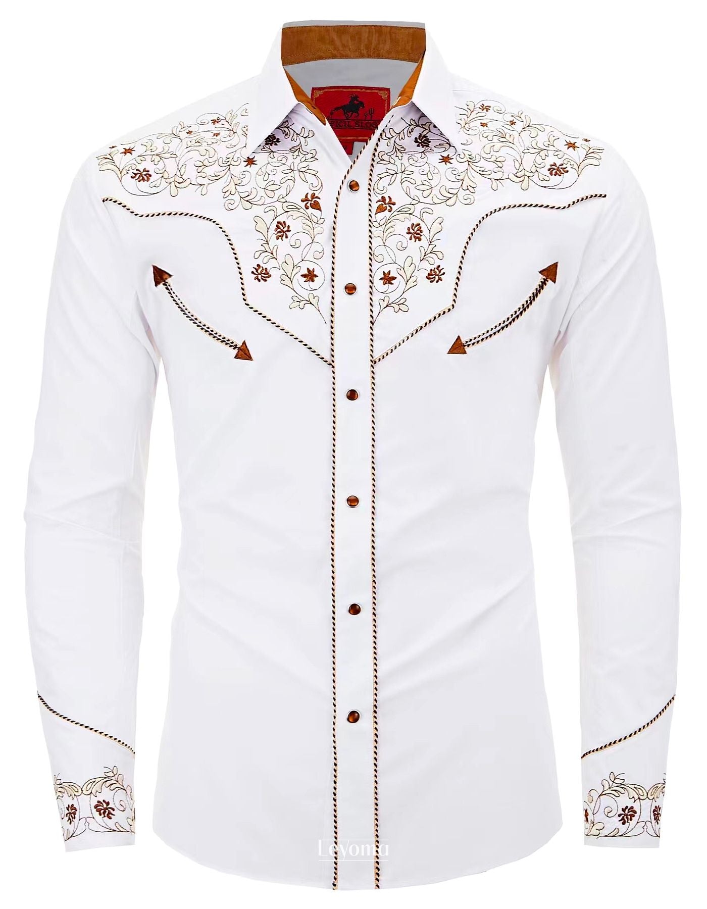 Mens White Floral Embroidered Western Cowboy Shirt 3XL Mens White Floral Embroidered Western Cowboy Shirt 3XL