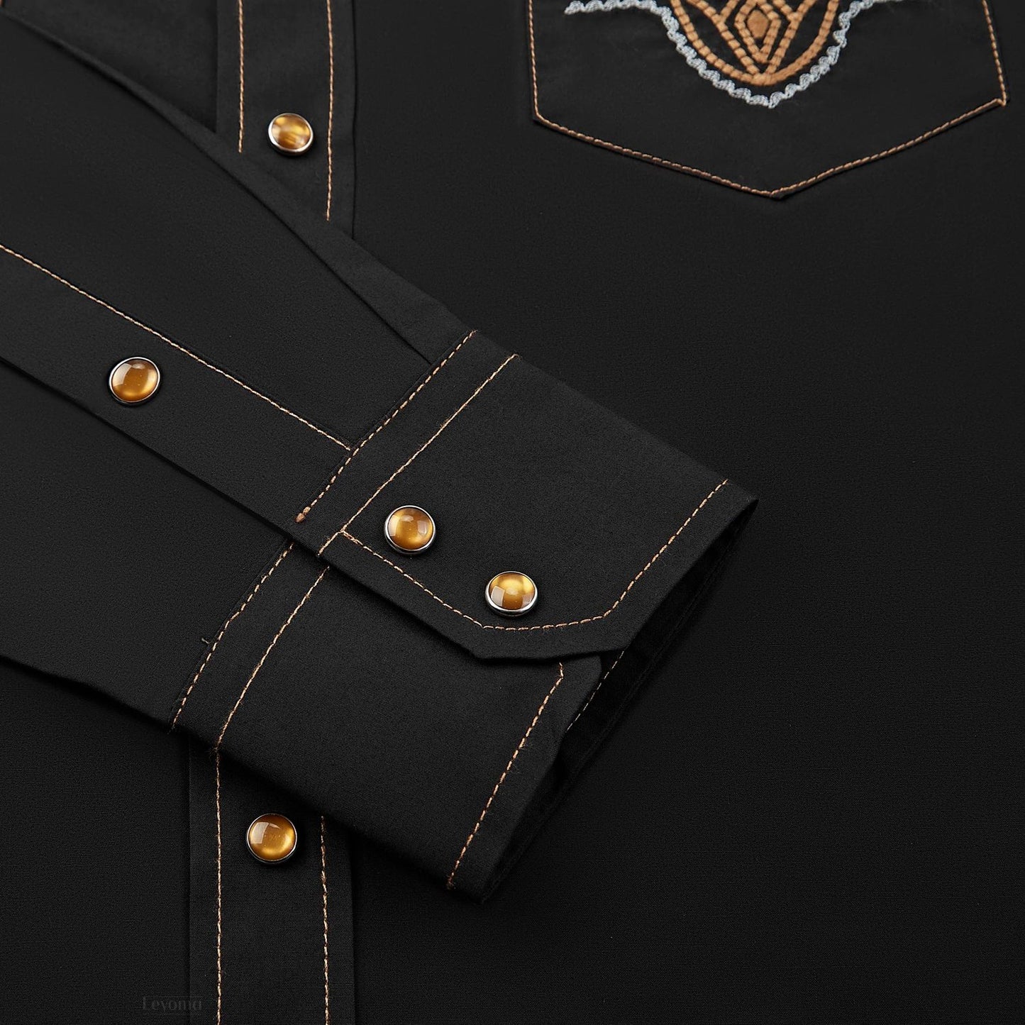 Six Shooter Men's Embroidered Western Pearl Snap Shirt