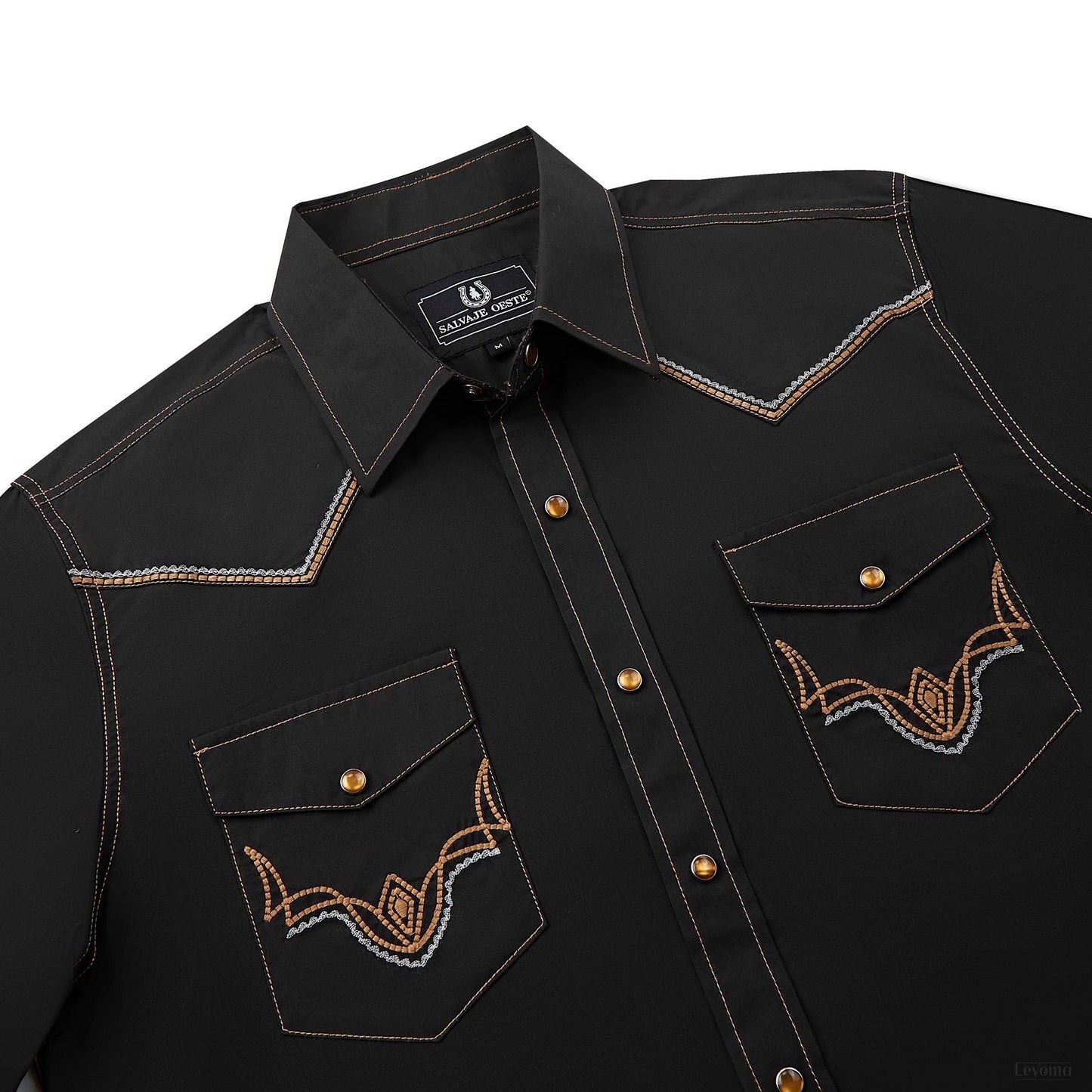 Six Shooter Men's Embroidered Western Pearl Snap Shirt