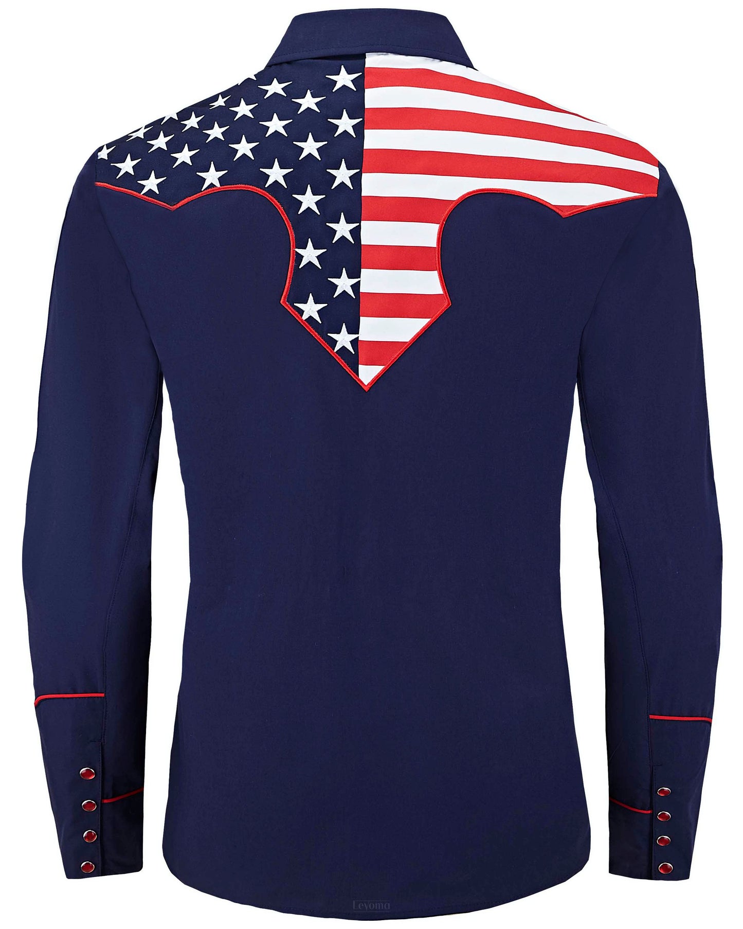 Stars & Stripes Blue Men's Embroidered Western Pearl Snap Shirt