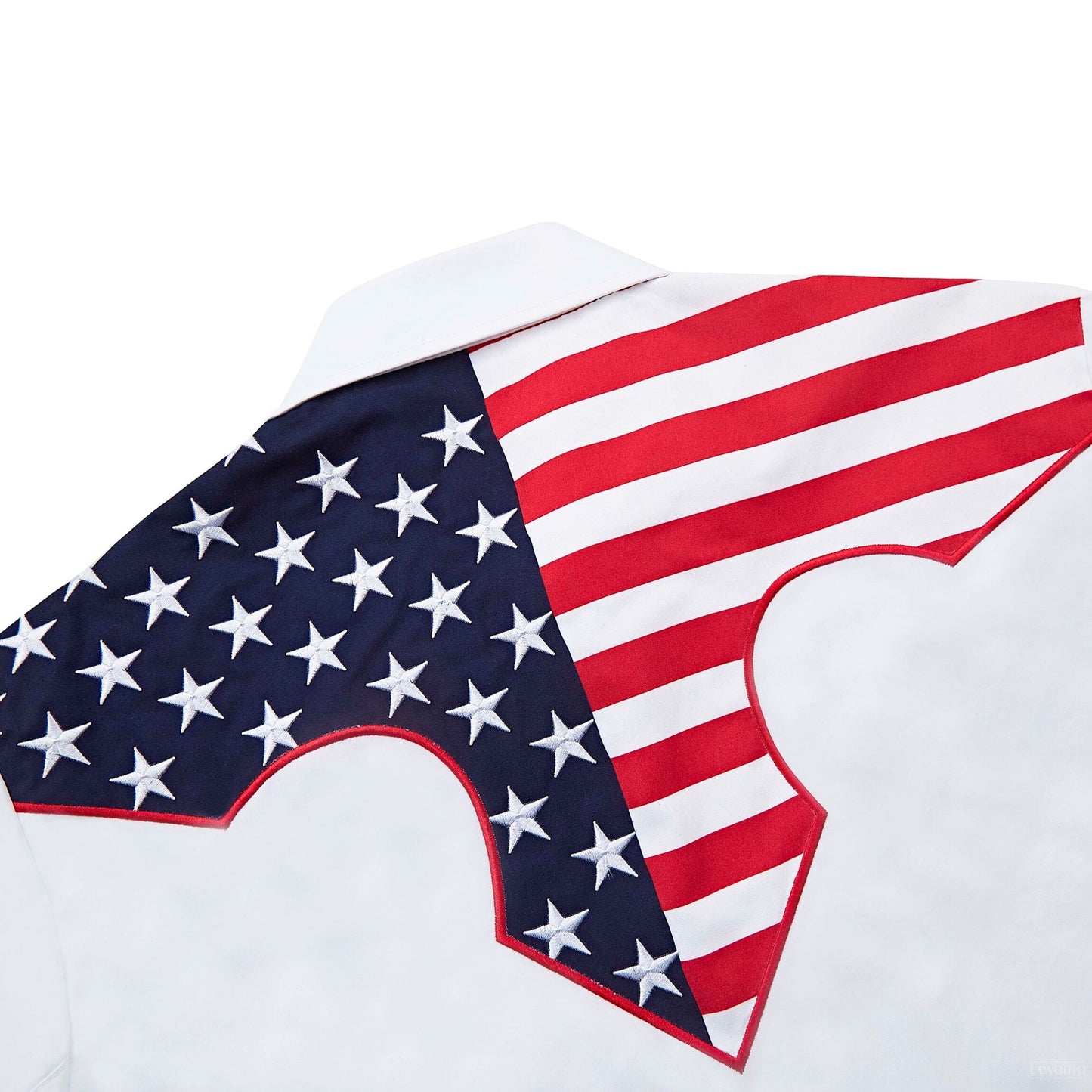 Stars & Stripes White Men's Embroidered Western Pearl Snap Shirt