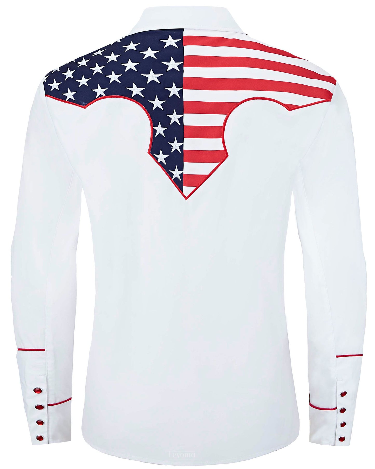 Stars & Stripes White Men's Embroidered Western Pearl Snap Shirt