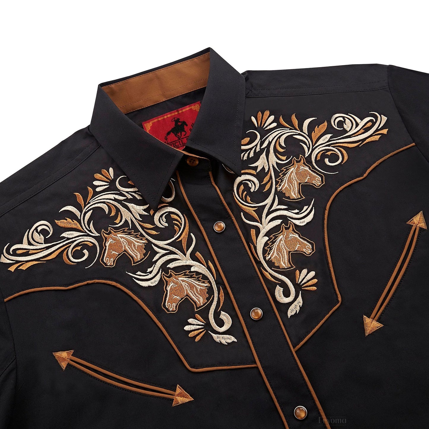 The Equestrian Men's Embroidered Western Pearl Snap Shirt
