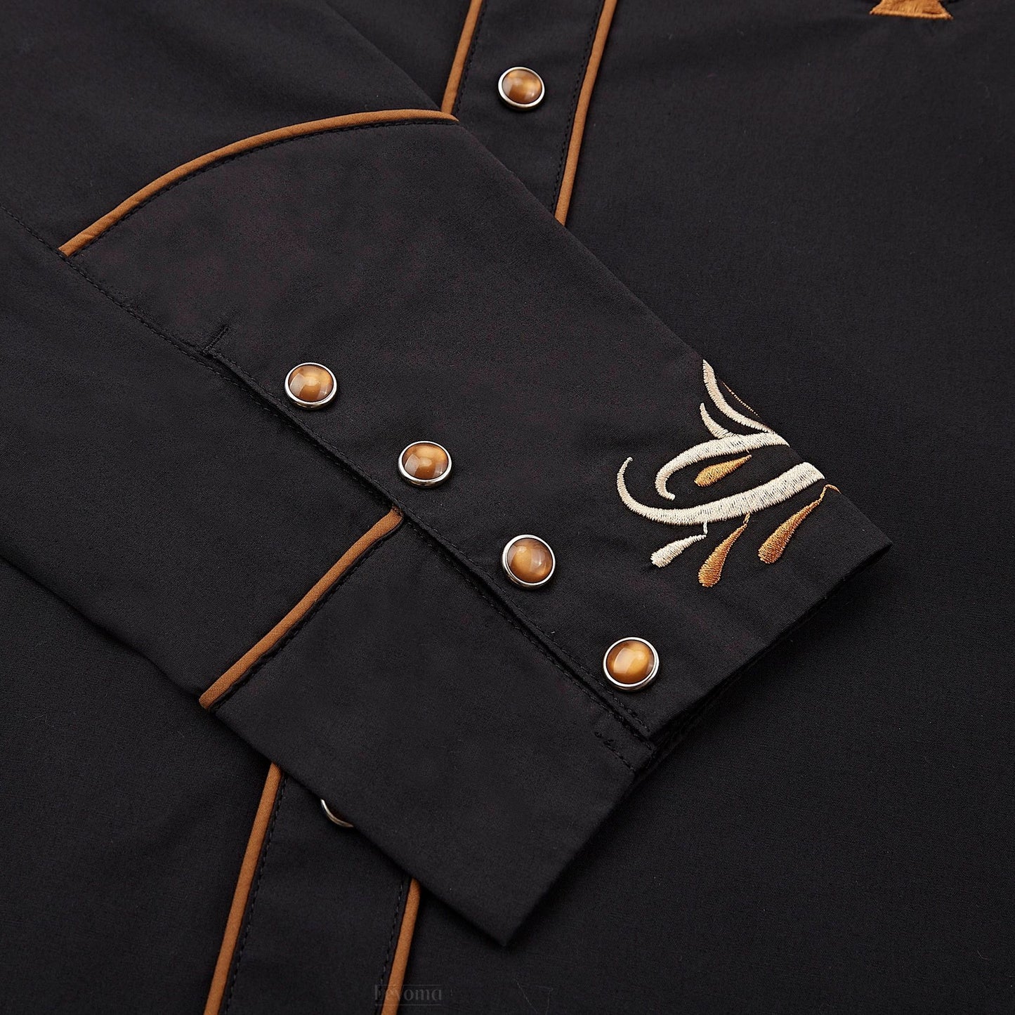 The Equestrian Men's Embroidered Western Pearl Snap Shirt