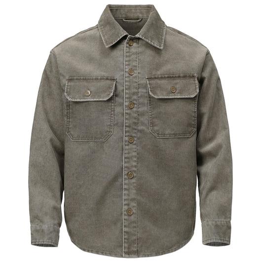 Men's Garrett Green Long Sleeve Corduroy Button Up Overshirt