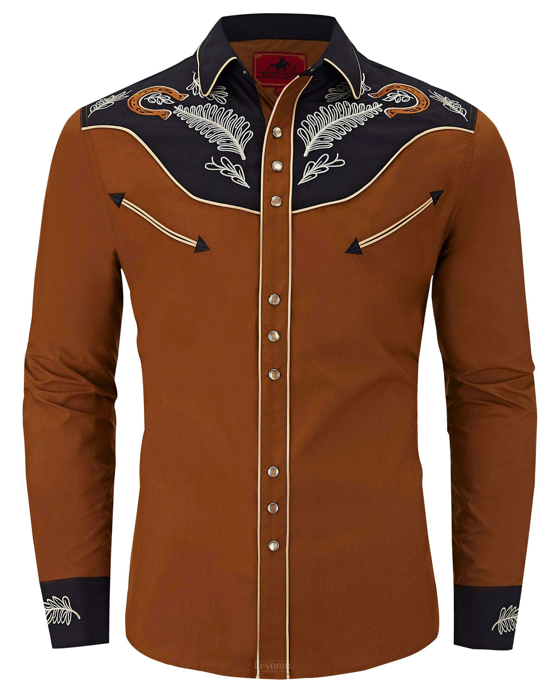 Men's Brown Embroidered Western Pearl Snap Shirt · Coal & Auburn
