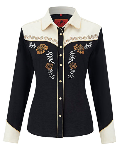 Women's Tulsa Rose Embroidered Western Pearl Snap Shirt