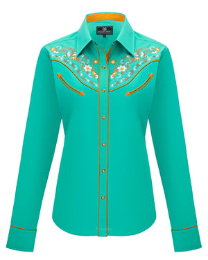 Women's Summer Meadows Embroidered Western Pearl Snap Shirt