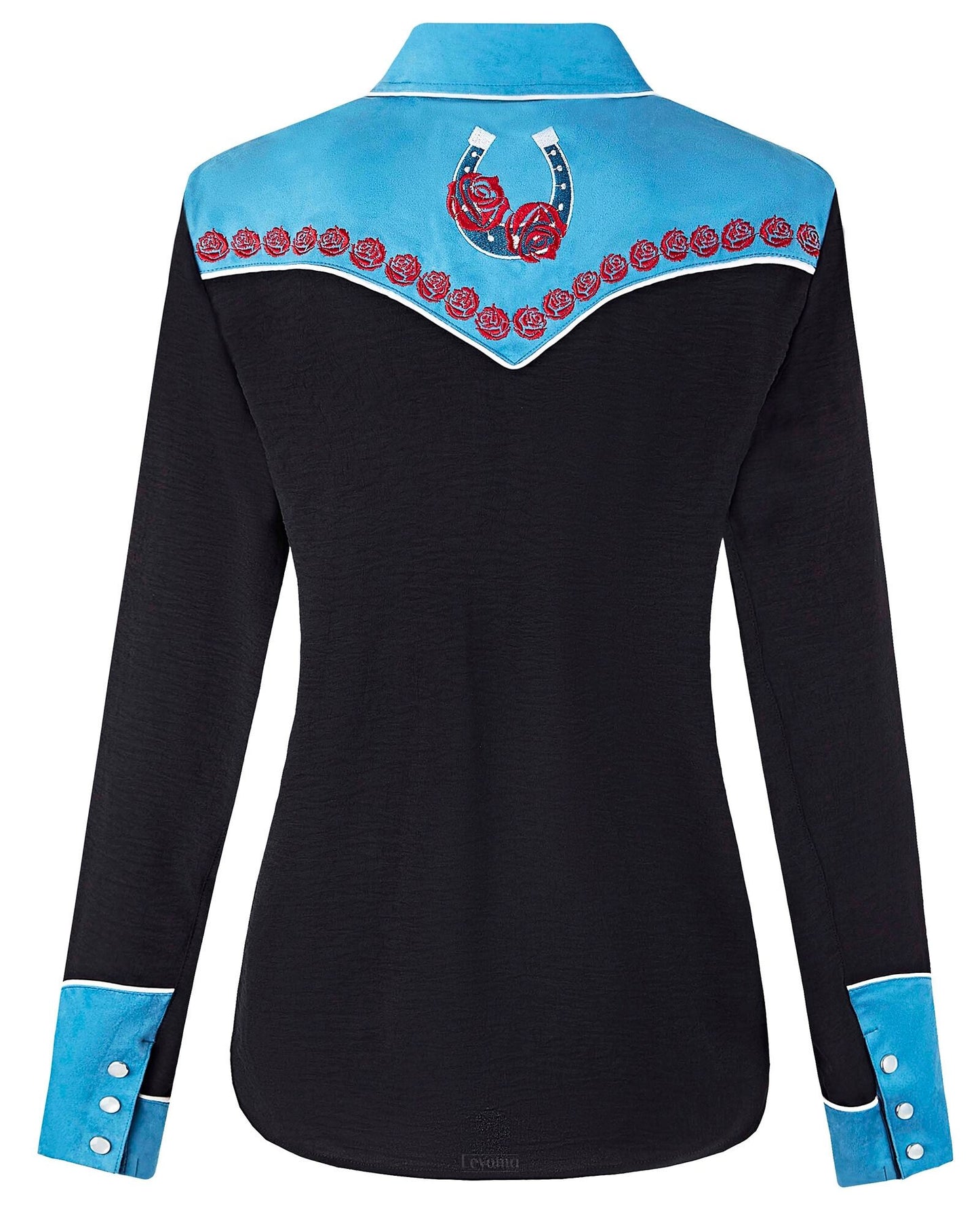 Women's Blue Valentine Embroidered Western Pearl Snap Shirt