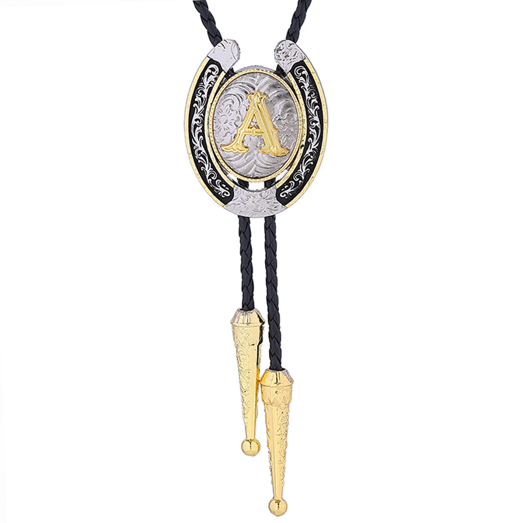 Alphabet Bolo Tie - Gold & Silver, Letter 'A'