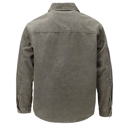 Men's Garrett Green Long Sleeve Corduroy Button Up Overshirt