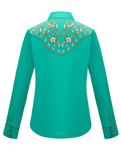 Women's Summer Meadows Embroidered Western Pearl Snap Shirt