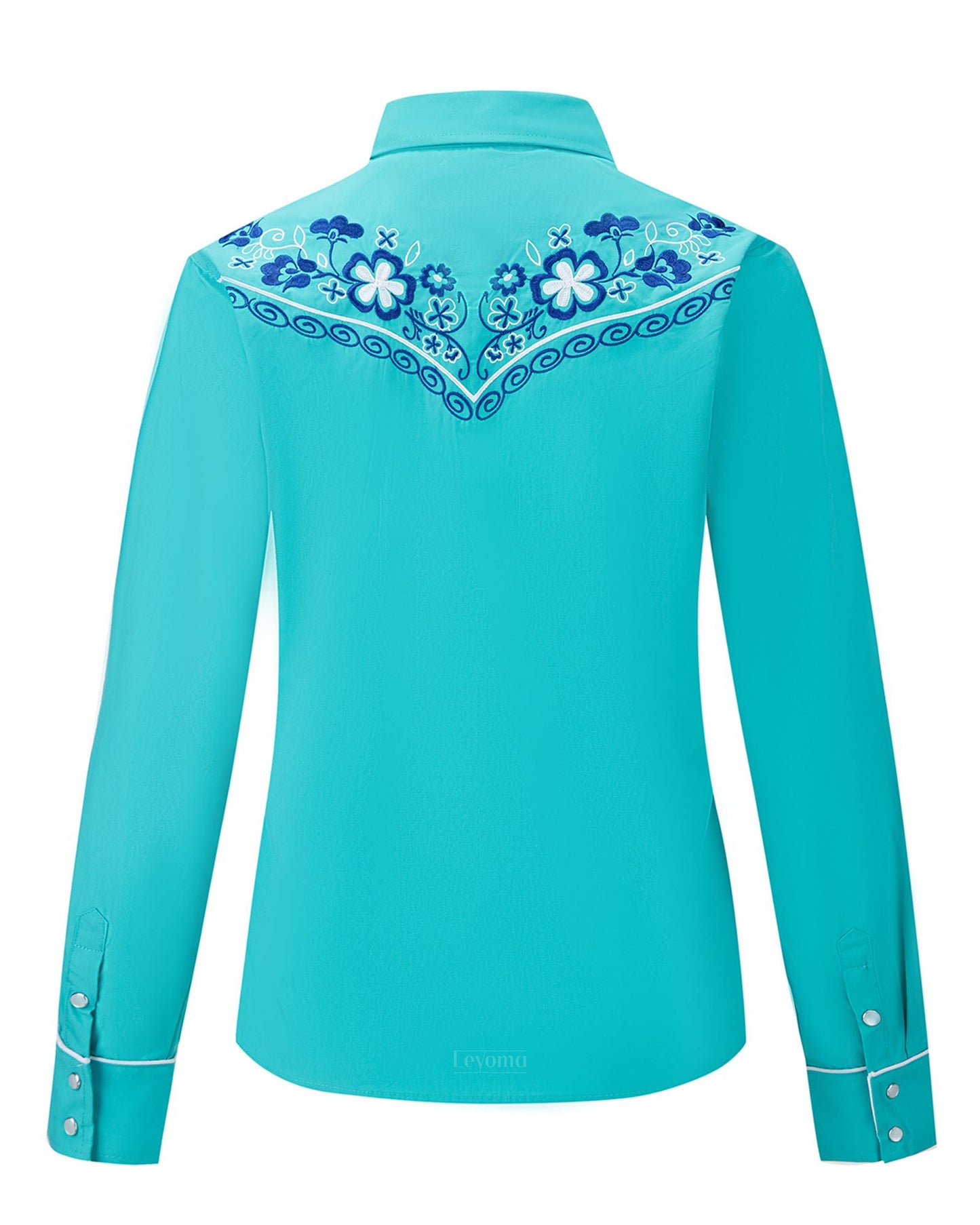 Women's Water Lily Embroidered Western Pearl Snap Shirt