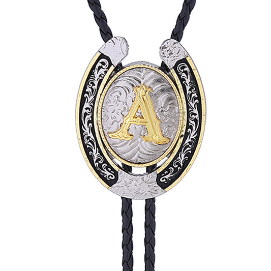 Alphabet Bolo Tie - Gold & Silver, Letter 'A'