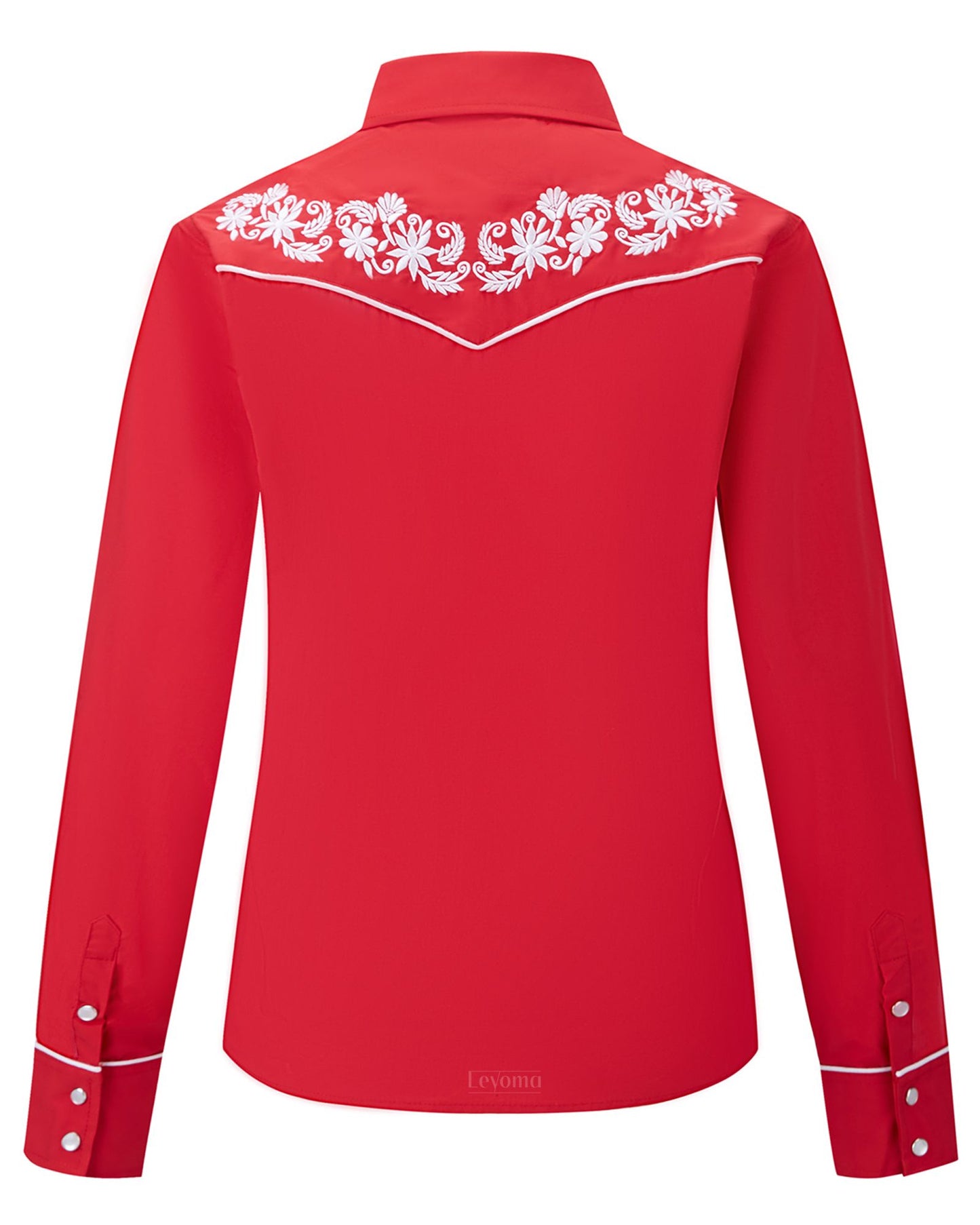 Women's White Rose Embroidered Western Pearl Snap Shirt