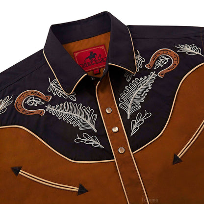 Chemise Western Brodée pour Hommes à Boutons-pression en Nacre "Natures Vista"