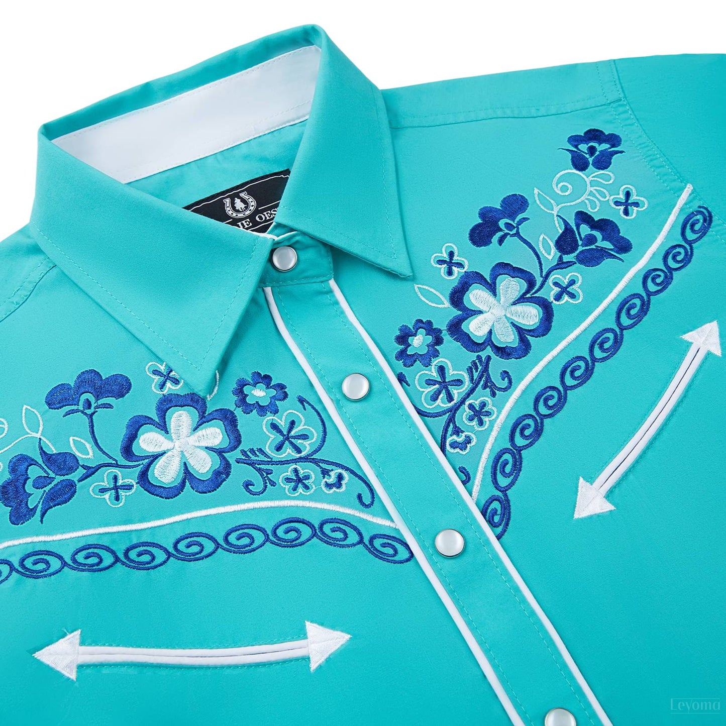 Women's Water Lily Embroidered Western Pearl Snap Shirt