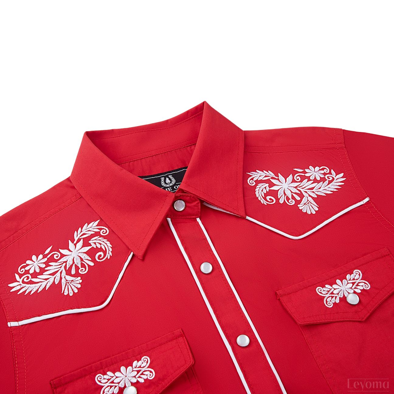 Women's White Rose Embroidered Western Pearl Snap Shirt