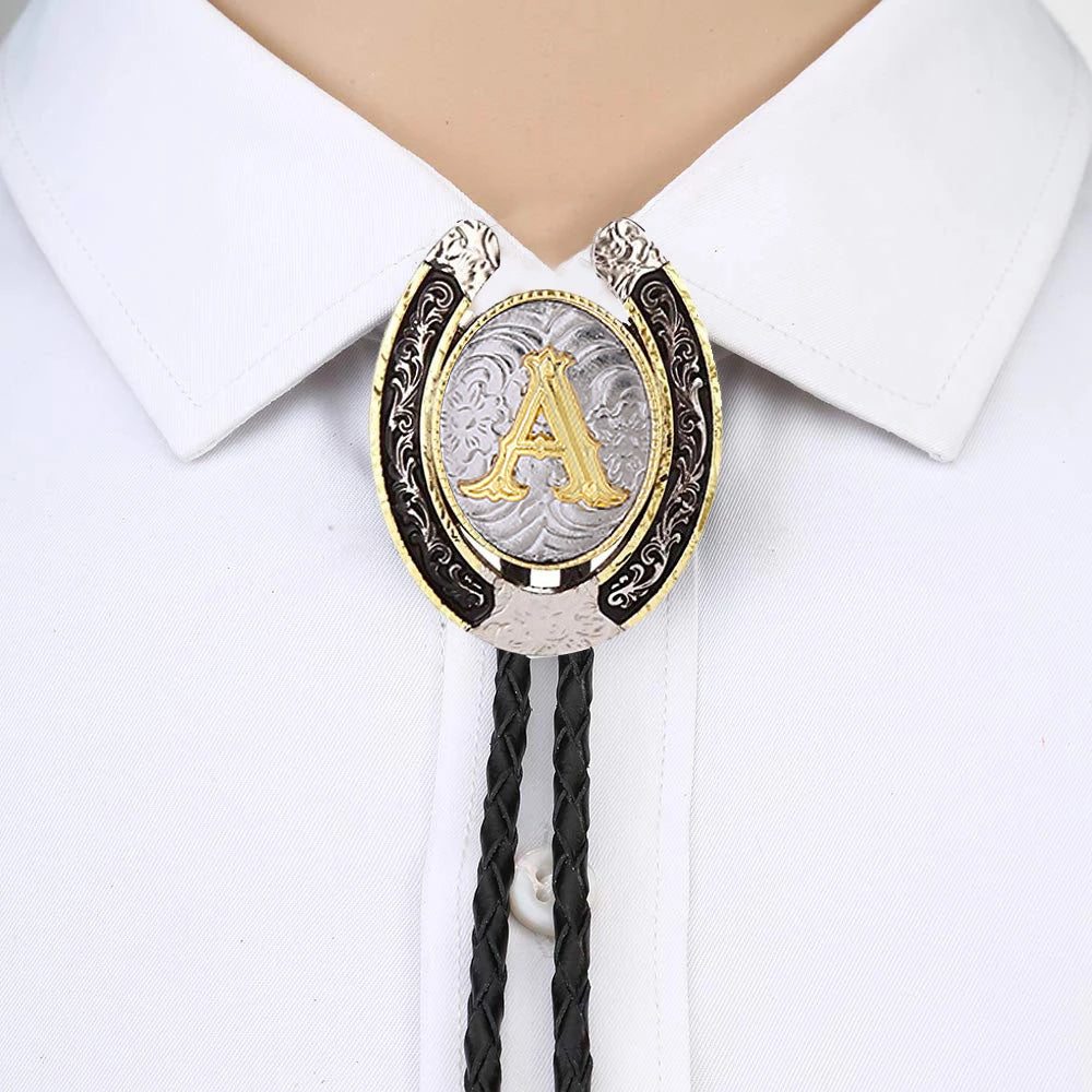 Alphabet Bolo Tie - Gold & Silver, Letter 'A'