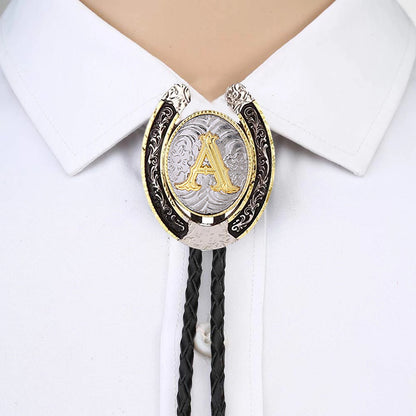 Alphabet Bolo Tie - Gold & Silver, Letter 'A'