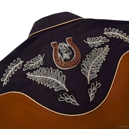 Chemise Western Brodée pour Hommes à Boutons-pression en Nacre "Natures Vista"