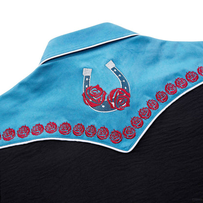 Women's Blue Valentine Embroidered Western Pearl Snap Shirt