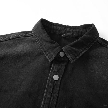 Men's Ezra Black Long Sleeve Overshirt with Utility Pocket